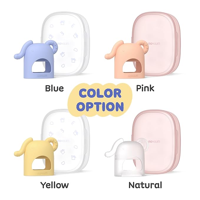 Moyuum Silicone Elephant Grip Hand Teether Toy | Made in Korea, Provides Teething Relief, Wearable Teether is Easy to Hold, Drop Resistant with Adjustable Wrist Strap, Babies 3+ Months, Blue