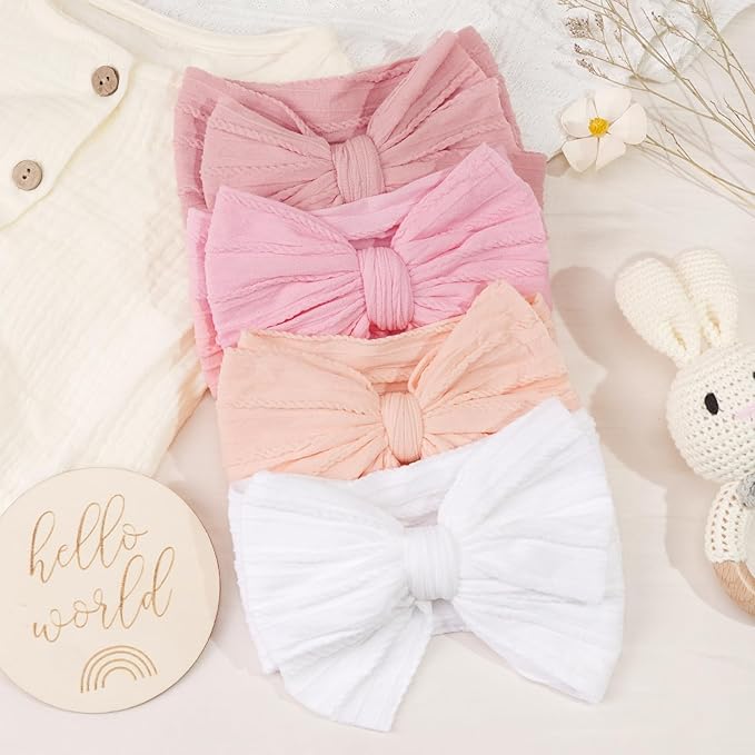 CÉLLOT 6 Pcs Baby Bows Headbands Nylon Hairbands Baby Girl Bows Hair Accessories for Newborn Infant Toddler Essentials (Avocado Series)