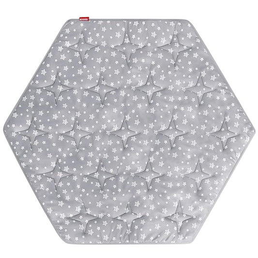Hexagon Playpen Mat Compatible with Bend River Baby Play Pen, Hexagon Play Mat, Non Slip and Padded Play Mat Grey with Star Print