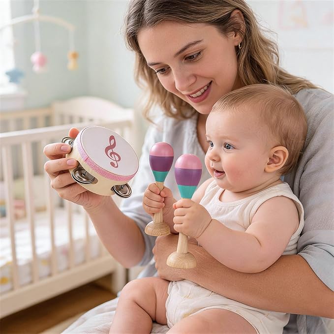 Toyssa Baby Musical Instruments, Montessori Wooden Musical Toys for Toddlers 2-3 with Xylophone Maracas Tambourine and Gift Box Kids Preschool Educational Birthday Gifts for 2 3 4 5 Year Old