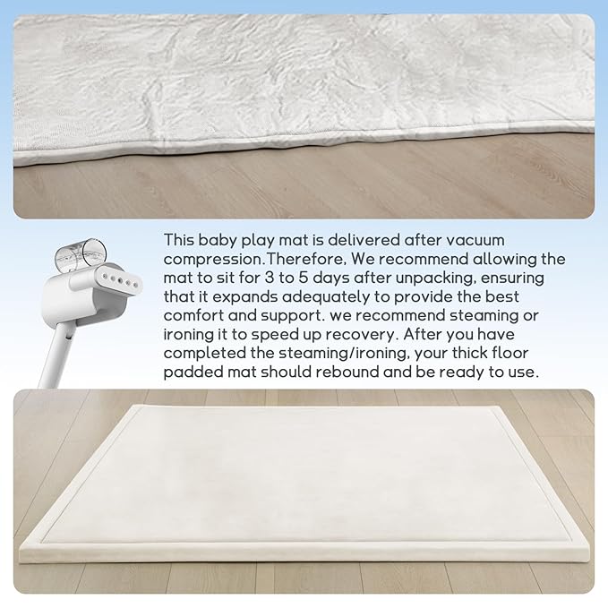 Baby Play Mat for Floor Nursery Rug Muscle Mat Area Rug Playroom Rug 79"x118" Playpen Mat Memory Foam 1.3" Thick Crawling Mat for Babies,Toddlers, Infants, Kids,Cream