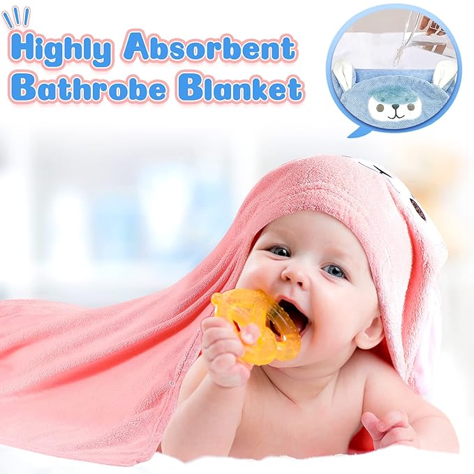 Kenning 4 Pack 28 x 55 Inch Hooded Baby Towels Toddler Bath Towel Toddler Baby Towels with Hood, Hooded Kids Bath Towel for Boy Girl 0-5 Year, Absorbent Thick Soft, Large Size, 4 Colors