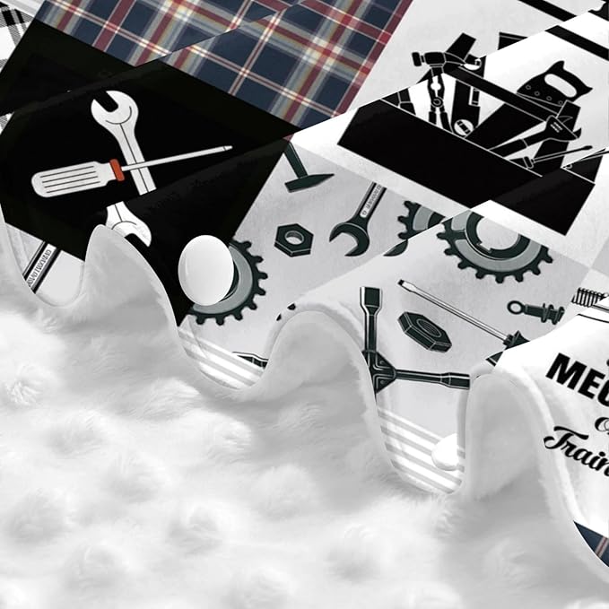 Personalized Baby Car Seat Canopy for Babies, Custom Name Car Seat Covers for Baby Boy, Opening Minky Nursing Breastfeeding Cover for Infant, Carseat Canopies for Newborn (Mechanic)
