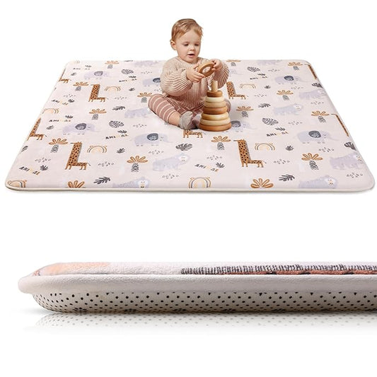 Baby Play Mat for Floor,1.2" Thick 47x47 Play Mat for Playpen,Safe Tummy Time Mats for Babies and Infants Toddlers,Cushioning Foam Mats for Kids Crawling,Non-Slip Baby Playmat,Tatami,Nursery Rug