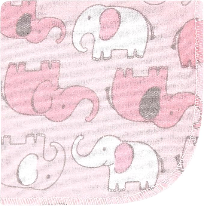 Hudson Baby Unisex Baby Flannel Cotton Washcloths 10-Pack, Girl New Elephant, One Size