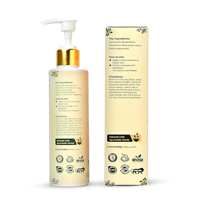 Rich Moisture Baby Lotion, 200ml, Nourishing Cream for Soft & Sensitive Skin, Ayurvedic & Chemical-Free, Safe for Newborns & Kids
