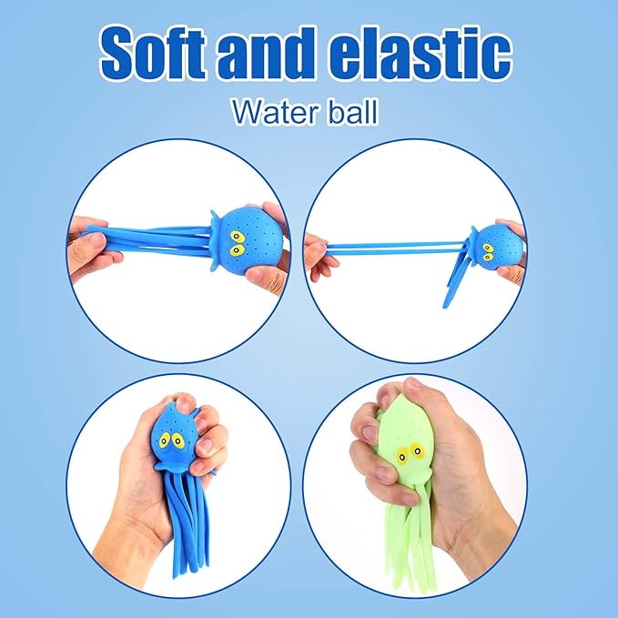 4pcs Octopus Water Balls, Multicolored Octopus Floating Pool Toys for Kids, Soft Sensory Octopus Bath Splash Toys for Swimming Pool, Beach, Bag Fillers, Party Favors, Summer