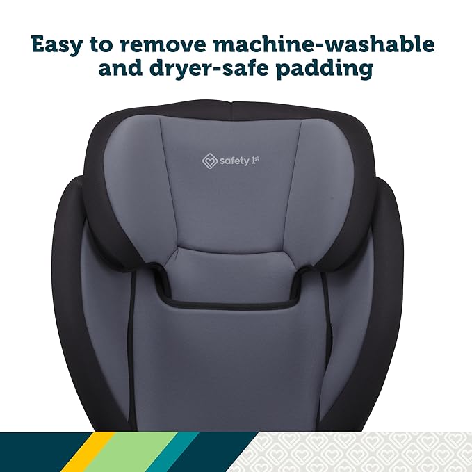 Safety 1st Grow and Go 2-in-1 Booster Car Seat with ComfortWings, Converts High-Back to Backless, 19" Wide, Fits 3 Across, Lightweight, Foldable, Easy-Clean, Cup Holders, 40-100 lbs, Black Sand