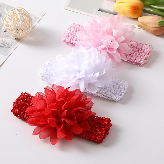 WillingTee 30pcs Baby Girls Headbands Chiffon Flower Soft Stretchy Hair Band Hair Accessories for Baby Girls Newborns Infants Toddlers and Kids