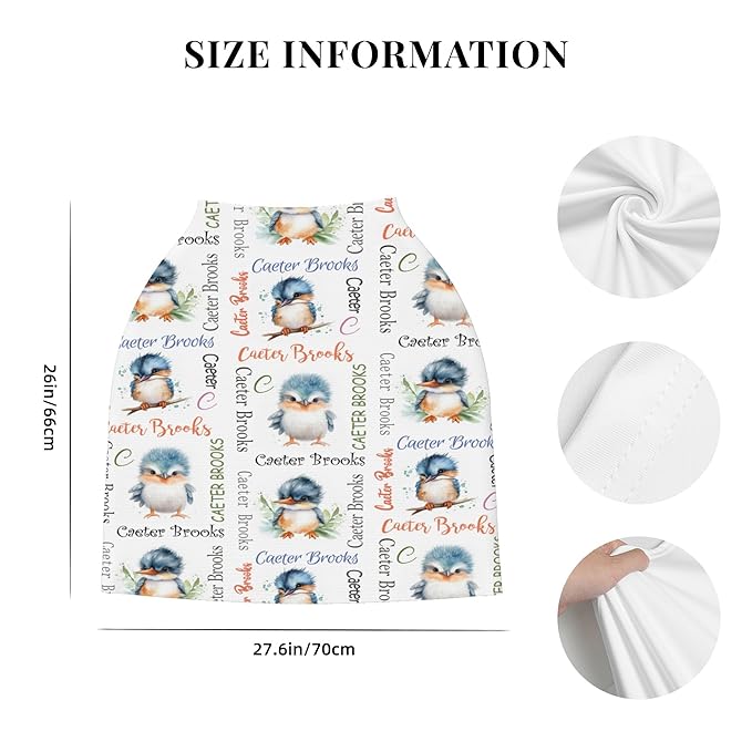 Personalized Car Seat Covers for Babies with Name – Multi-use Breastfeeding Cover Custom Kingfisher Carseat Canopy Cover, Infant Stroller Covers for Boys and Girls