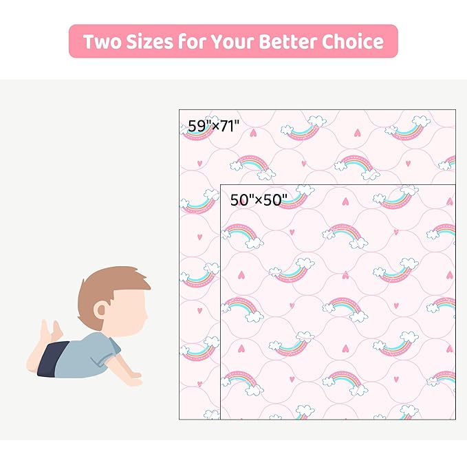 Baby Play Mat, Extra Large&Thick Baby Mat for Floor, 50 x 50 Play Mat for Baby， Foldable Padded Baby Floor Mat