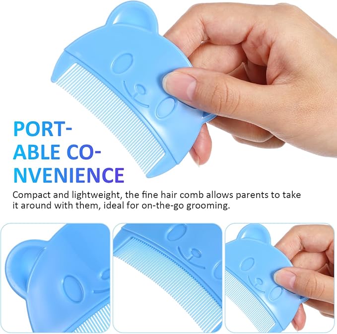 SEWACC 2pcs Baby Hair Combs Cute Bear Shape Plastic Baby Comb for Cradle Cap Removal Bath Brush for Newborns Toddlers