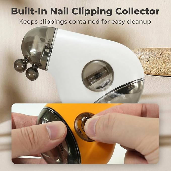 Electric Nail Clippers & Polisher - Safe Automatic 2-in-1 Fingernail Trimmer & File with LED Light, 3 Speeds, USB Rechargeable, Built-in Nail-Chip Storage for Kids & Seniors & Nail Art, White