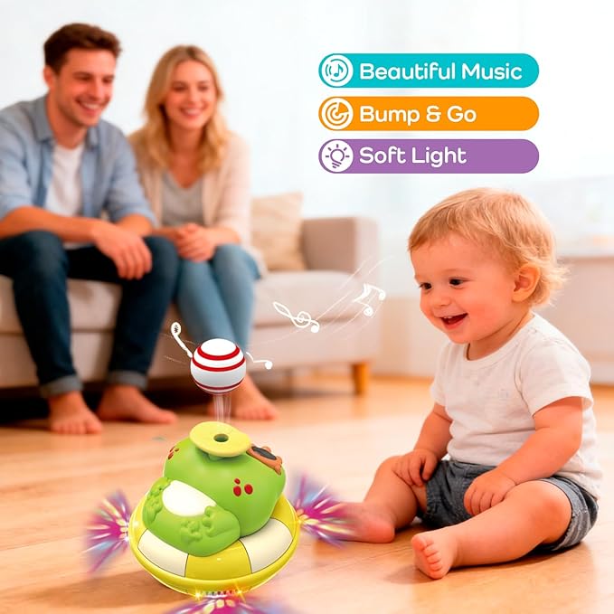 Baby Frog Musical Crawling Toy with Lights, Sounds, Blowing Ball, Infant Sensory Toys, Birthday Gifts for Kids Boy Girl 3 4 5 6 7 8 Years