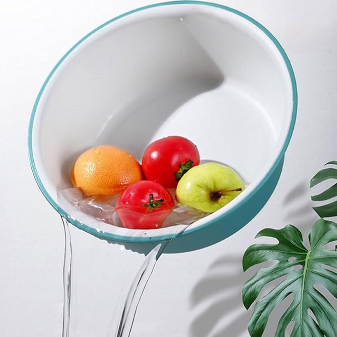 FTVOGUE Thickened Plastic Wash Basin Multipurpose Washtub for Face Clothes Feet with Rounded Bottom Color Clashing Design (29.7x10.2cm)