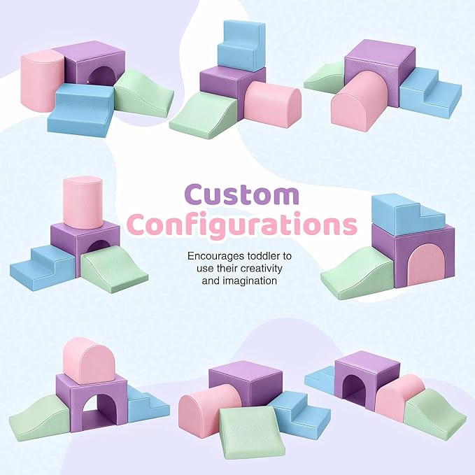 Sumbababy Soft Climbing Blocks Set for Toddlers: 4 PCS Foam Play Structures with Tunnel - Indoor Playground for Kids with Slide and Stairs - Safe Play Gym for Boys and Girls