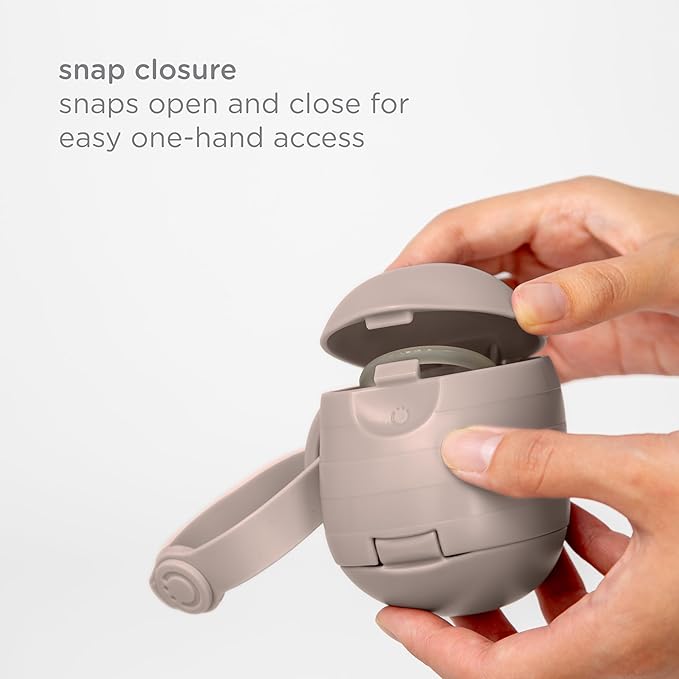Ubbi On-The-Go Dual Pacifier Holder, Keep's Baby's Binkies Clean and Accessible, Portable for Travel, Diaper Bag Accessory Must Have for Newborns, Taupe, 2-Pack