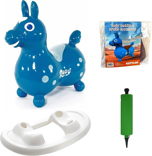 Gymnic Rody with Rocking Base and Saddle (Teal Rody & Rocking Base with Saddle)