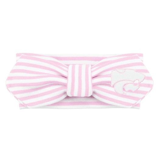 Creative Knitwear Kansas State Wildcats Infant Girls Pink/White Striped Hair Knot Headband Embroidered Logo - Size Newborn - 4T