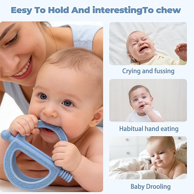 3 Pack Baby Teething Toys - Silicone Baby No-Drop Sensory Teether Toy Wrist Hand Teethers for Teething Relief, Food-Grade Newborn Essentials Chew Toys for Sucking Needs 0-12 Months