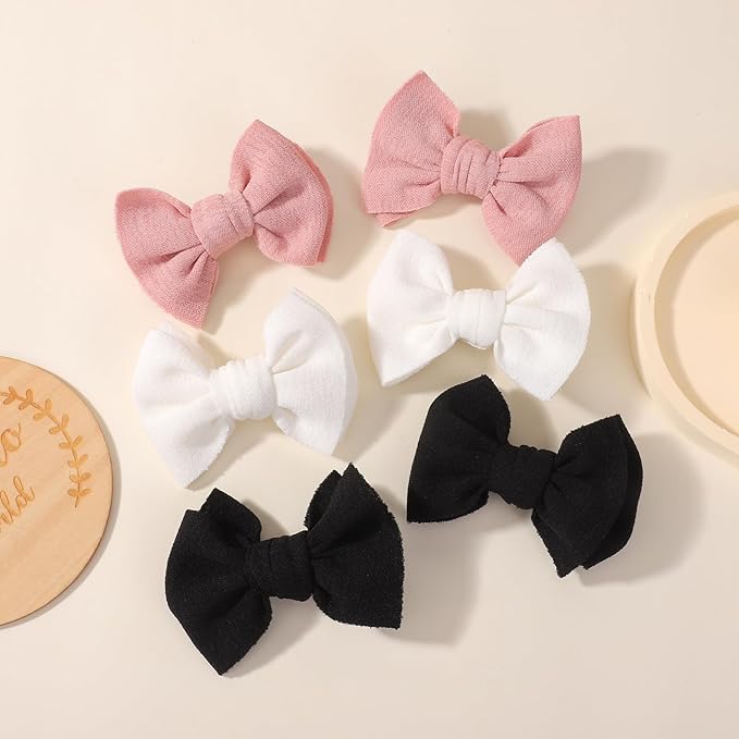 Choicbaby 6 PCS Baby Hair Clips 3” Fabric Girl Hair Bows Baby Barrettes Accessories with Alligator Clips for Toddlers Kids Infant