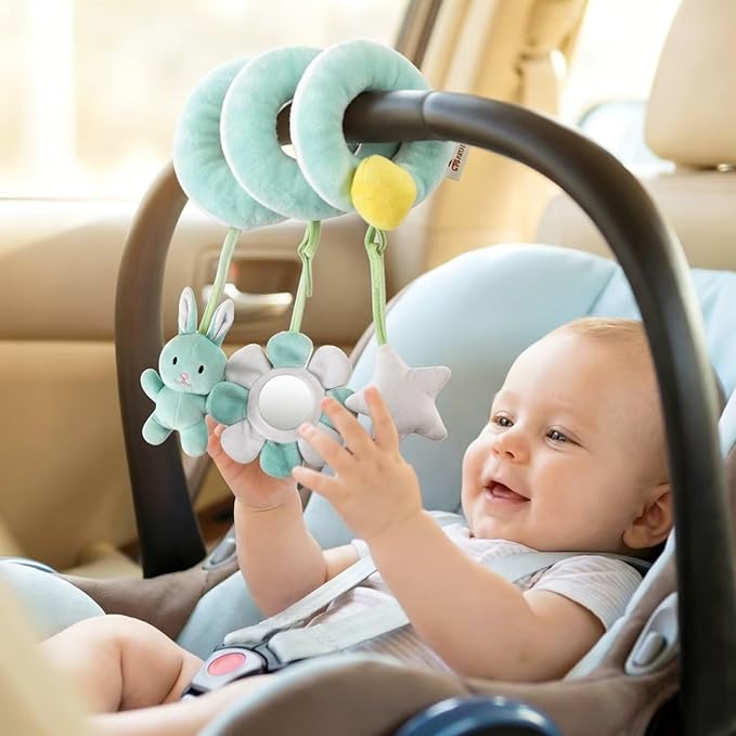Multi-Use Baby Spiral Activity Toy – Spiral carseat Toy for Car Seat, Stroller,Play Gym, Keeps Baby Quiet, Easy Travel Solution