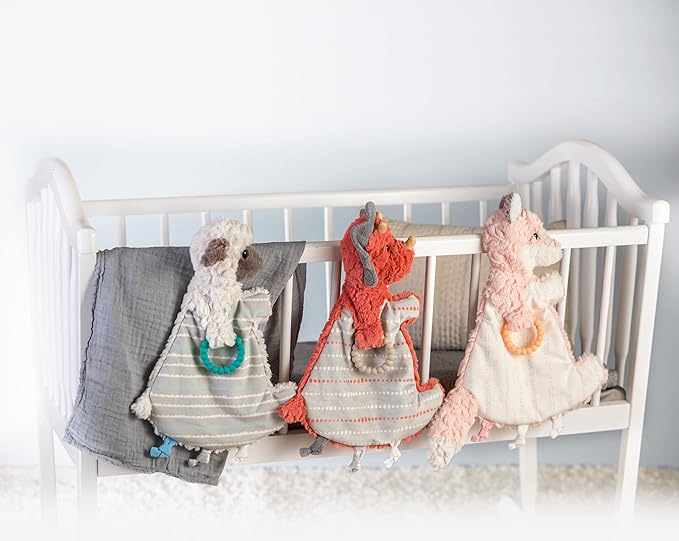 Mary Meyer Putty Lovey Snuggy Nuggles Soothing Baby Security Blanket with Teething Ring, 13-Inches, Lamb