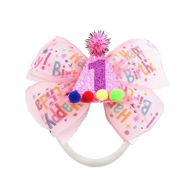 1st Birthday Hair Bow for Baby Girls, Hot Pink Hair Clip Hair Accessories for Girls 1 2 3 4 5 6 Years Birthday Ribbon Bows Party Supplies Decorations