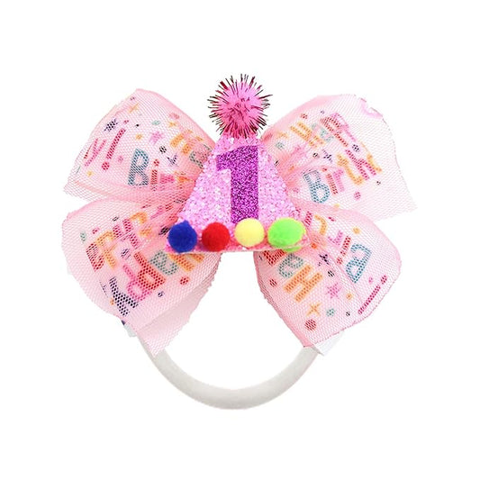 1st Birthday Hair Bow for Baby Girls, Hot Pink Hair Clip Hair Accessories for Girls 1 2 3 4 5 6 Years Birthday Ribbon Bows Party Supplies Decorations