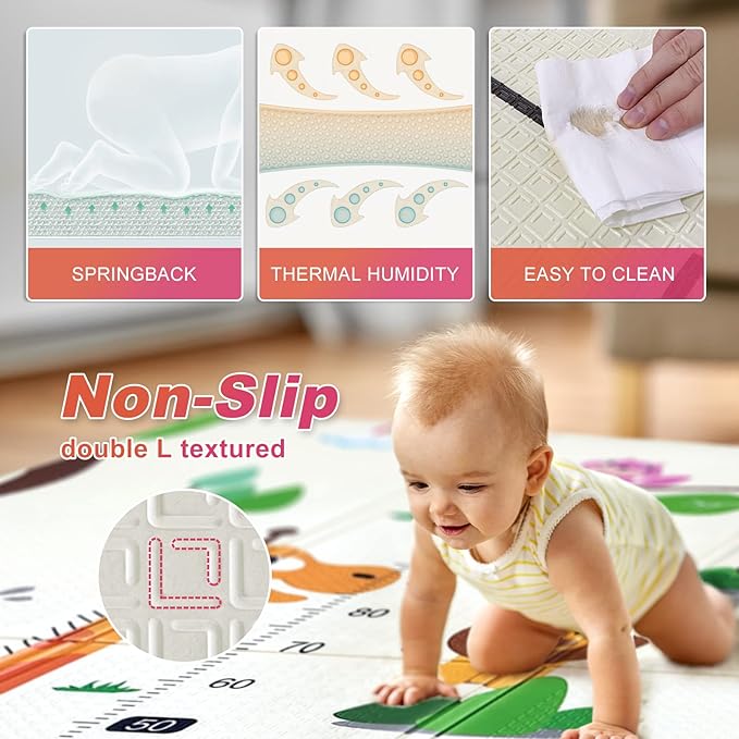 Mergren Baby Play Mat 79"×71", Extra Large Foldable Foam Floor Play Mat for Babies XPE Waterproof Crawling Mat, Anti-Slip,Toddlers, Infants, Reversible Playmat