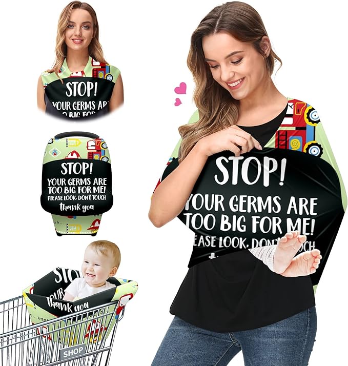 Baby Car Seat Stroller Covers Don't Touch Car New Mom Nursing Cover Breastfeeding Scarf Soft Breathable Stretchy Coverage Carseat Canopy Cover for Boys and Girls