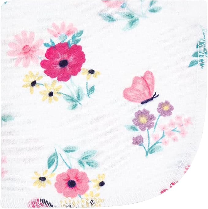 Hudson Baby Unisex Baby Flannel Cotton Washcloths, Butterfly Floral 10 Pack, One Size
