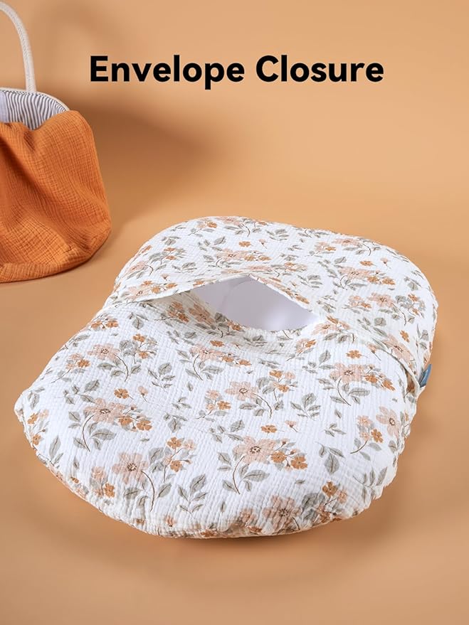 TILLYOU Muslin Baby Lounger Cover, 100% Cotton Newborn Lounger Cover, 2 Pack Baby Nest Slipcover for Boys Girls, Cover Only, Yellow Flower