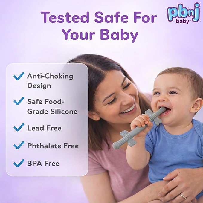 PBnJ Baby, Silicone Teether Tubes, Baby Toys 0-6 Months, Tubes for Infants use as Teething Pacifier, Teething Toys 3-6 Months, Teethers for Babies 6-12 Mon, 6 Mo Old Must Haves - 6 Pack