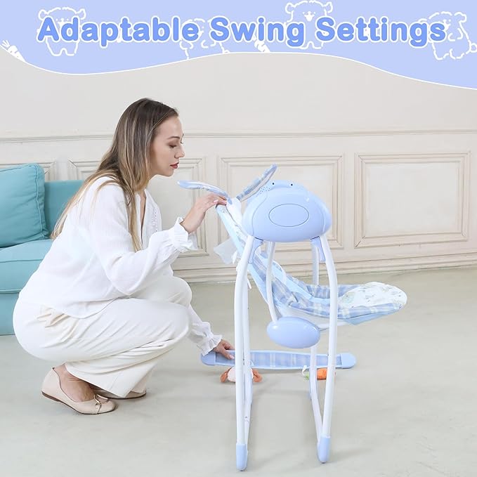 Baby Swing for Infant,Newborn Swing with Music,5 Speed Levels,Timing Setting,Soft Cushion,Foldable Infant Swing for Indoor Outdoor Use 0-9 Months