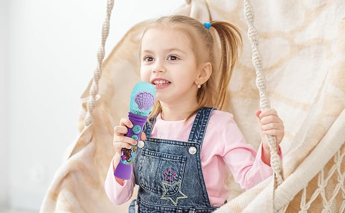 eKids Disney Junior Ariel Microphone Toy for Toddlers, Includes Built-in Music and Lights, Designed for Fans of Ariel Toys