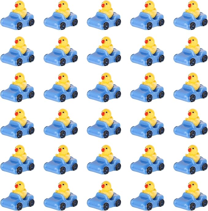 Tinoaly 30pcs Miniature Duck Figures, Whimsical Resin Mini Ducks in a Car, Dark Blue, 1:12 Scale, Adult, Unisex, Ornament