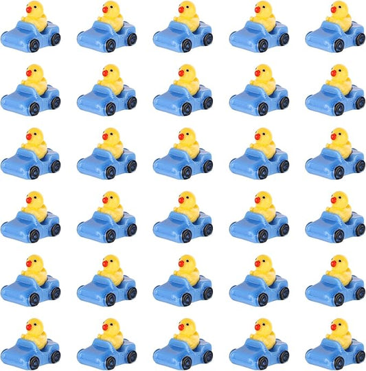 Tinoaly 30pcs Miniature Duck Figures, Whimsical Resin Mini Ducks in a Car, Dark Blue, 1:12 Scale, Adult, Unisex, Ornament