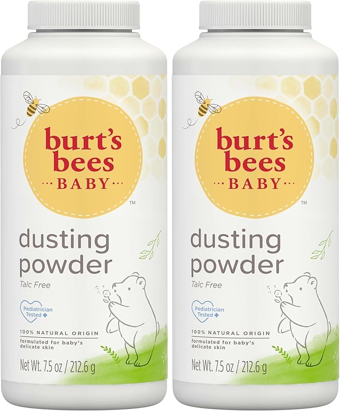 Burt's Bees Baby Dusting Powder,100% Natural Origin Baby Powder Talc-Free,7.5 oz. Bottle,(Pack of 2)