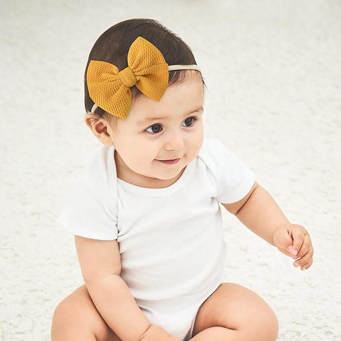 yoyokid Hairband, 20 PCS Baby Girls Nylon Headbands Super Soft Baby Hair bands with Bows Elastic Hair Accessories for Newborn Infant Toddler
