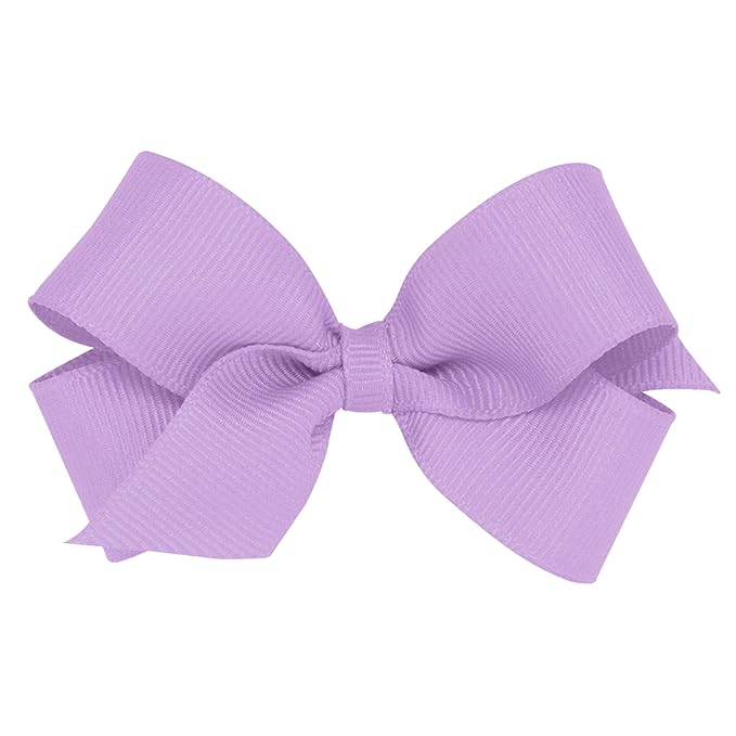 Wee Ones Girls' Classic Grosgrain Hair Bows with Plain Wrap Center, No-Slip Hair Clip, Handmade, Light Orchid, Mini