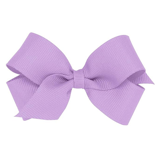 Wee Ones Girls' Classic Grosgrain Hair Bows with Plain Wrap Center, No-Slip Hair Clip, Handmade, Light Orchid, Mini