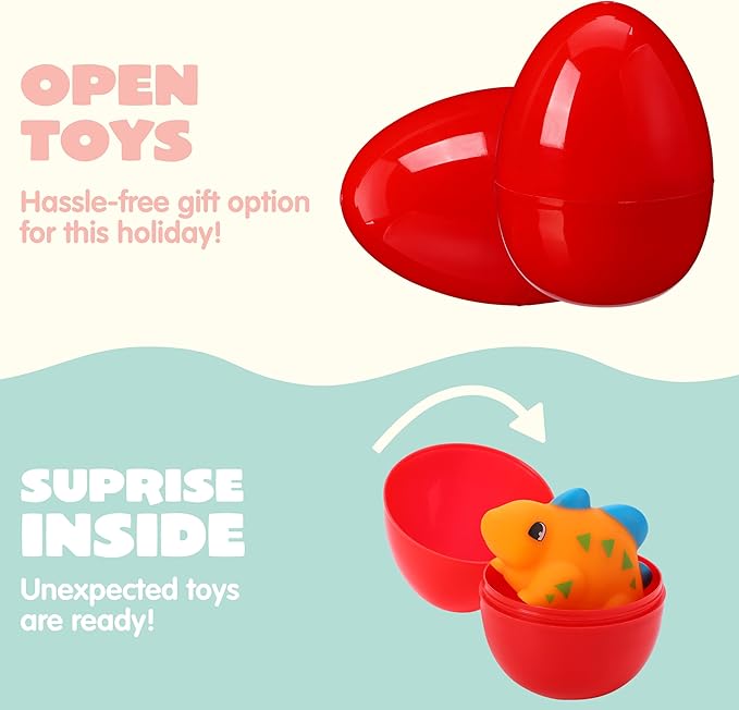 JOYIN 6 Pcs Pre-Filled Easter Eggs with Light-up Floating Dinosaur Bath Toys for Kids Toddlers Easter Eggs Hunt, Basket Stuffers/Fillers, Party Favor, Classroom Prize Supplies