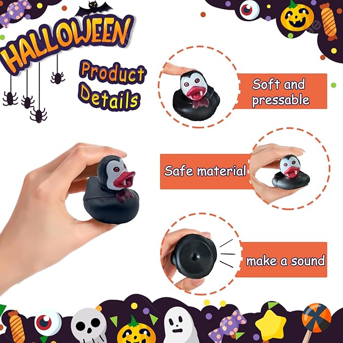 24 PCS Halloween Rubber Ducks,Baby Bath Toys Assorted Duckies,Halloween Party Favor for Kids,Halloween Style Design Ducks Toys for Halloween Decor,Baby Showers,Birthday Gifts(Halloween)