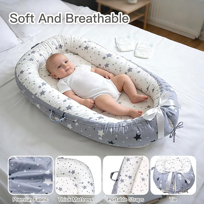 Baby Support Cushion | Organic Cotton Infant Support Cushion| Reversible, Adjustable & Portable Floor Cushion | Soft, Breathable, Washable Cover