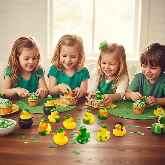27 PCS St. Patrick's Day Rubber Ducks Baby Showers Accessories Mini 2.16" Duckies Bath Toys for Kids Girls Boys St. Patrick's Day Party Favors Gift Exchange (St. Patrick's)