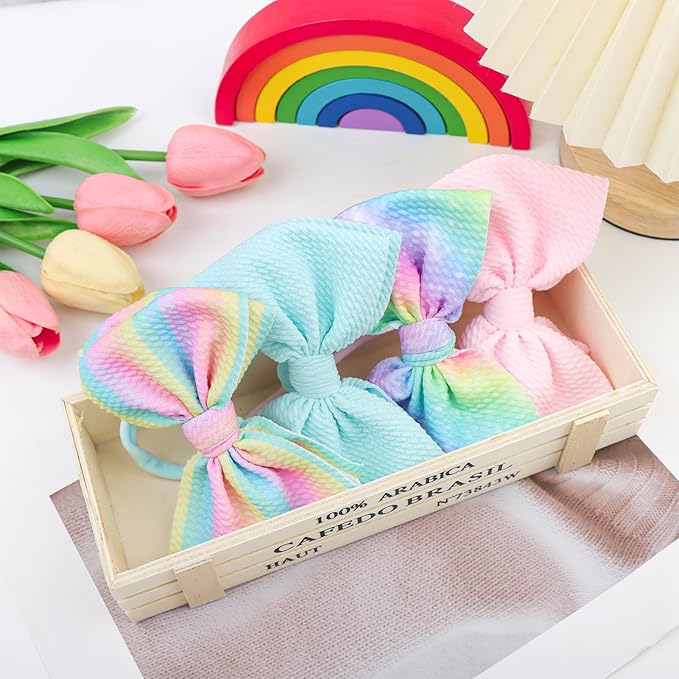 Rainbow Hair Bows for Baby Girls Dreamy Hair Accessories Mint Green Headbands for Newborn Infant Toddler Babies Outfits Accessory Hair Bands