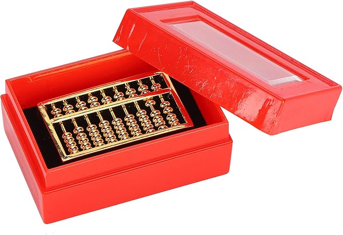 Mini Brass Abacus 9 Gears Chinese Math Calculating Tool Brass Ornaments for Kids Adult Collection Decoration 1.8 * 1in