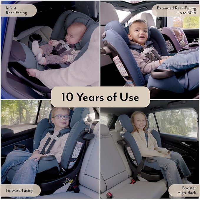 Evenflo Revolve360 Extend All-in-One Rotating Car Seat with Green & Gentle Fabric (Travertine)