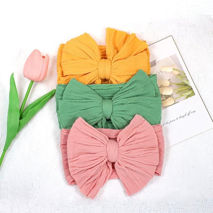 ALinmo 6 Pack Baby Headbands Super Soft Stretchy Nylon Hair Bands Hair Bows Hair Accessories for Baby Girls Newbrons infants Toddlers 02